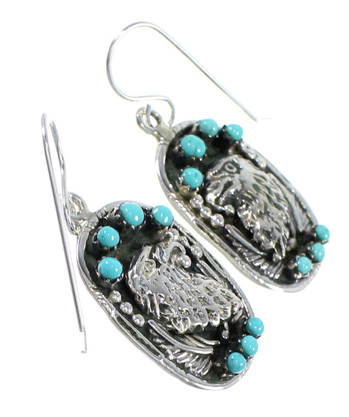 Turquoise Sterling Silver Eagle Southwest Hook Dangle Earrings QX69233